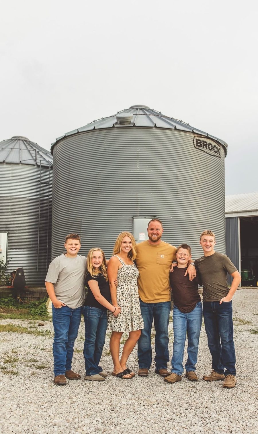 Steven and Katelyn Morgan and family, owners of Ground Pros LLC, on their farm in Glendale, Kentucky